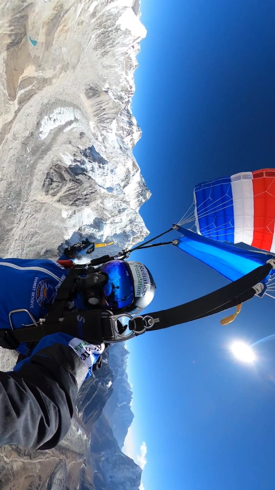 Skydiving front of Mount Everest